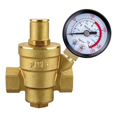 PN16 1/2 Zoll 3/4 Zoll Wasserdruckregelventil aus Messing mit Manometer